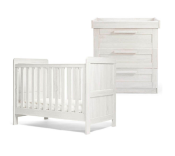Mamas & Papas Atlas Furniture Range "Nimbus White" Cotbed and Dresser Set